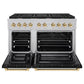 ZLINE Autograph Edition 48 in. 6.7 cu. ft. Paramount Double Oven Dual Fuel Range with 8 Burner Gas Cooktop in Satin Stainless Steel with Black Matte Doors and Polished Gold Accents, Open Box-Good Condition