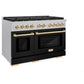 ZLINE Autograph Edition 48 in. 6.7 cu. ft. Paramount Double Oven Dual Fuel Range with 8 Burner Gas Cooktop in Satin Stainless Steel with Black Matte Doors and Polished Gold Accents, Open Box-Good Condition