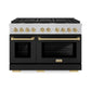 ZLINE Autograph Edition 48 in. 6.7 cu. ft. Paramount Double Oven Gas Range with 8 Burner Cooktop in Satin Stainless Steel with Black Matte Doors and Champagne Bronze Accents, Open Box-Great Condition