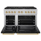 ZLINE Autograph Edition 48 in. 6.7 cu. ft. Paramount Double Oven Gas Range with 8 Burner Cooktop in Satin Stainless Steel with Black Matte Doors and Champagne Bronze Accents, Open Box-Good Condition