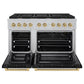 ZLINE Autograph Edition 48 in. 6.7 cu. ft. Paramount Double Oven Gas Range with 8 Burner Cooktop in Satin Stainless Steel with Black Matte Doors and Champagne Bronze Accents, Open Box-Great Condition