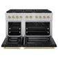 ZLINE Autograph Edition 48 in. 6.7 cu. ft. Paramount Double Oven Gas Range with 8 Burner Cooktop in Satin Stainless Steel with Black Matte Doors and Champagne Bronze Accents, Open Box-Great Condition