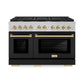 ZLINE Autograph Edition 48 in. 6.7 cu. ft. Paramount Double Oven Gas Range with 8 Burner Cooktop in Satin Stainless Steel with Black Matte Doors and Polished Gold Accents, Open Box-Great Condition