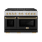ZLINE Autograph Edition 48 in. 6.7 cu. ft. Paramount Double Oven Gas Range with 8 Burner Cooktop in Satin Stainless Steel with Black Matte Doors and Polished Gold Accents, Open Box-Great Condition
