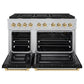 ZLINE Autograph Edition 48 in. 6.7 cu. ft. Paramount Double Oven Gas Range with 8 Burner Cooktop in Satin Stainless Steel with Black Matte Doors and Polished Gold Accents, Open Box-Great Condition