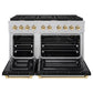 ZLINE Autograph Edition 48 in. 6.7 cu. ft. Paramount Double Oven Gas Range with 8 Burner Cooktop in Satin Stainless Steel with Black Matte Doors and Polished Gold Accents, Open Box-Good Condition