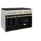 ZLINE Autograph Edition 48 in. 6.7 cu. ft. Paramount Double Oven Gas Range with 8 Burner Cooktop in Satin Stainless Steel with Black Matte Doors and Polished Gold Accents, Open Box-Great Condition
