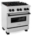 ZLINE Autograph Edition 30 in. 4.0 cu. ft. Legacy Dual Fuel Range with 4 Burner Gas Cooktop and Electric Convection Oven in Satin Stainless Steel and Matte Black Accents (RASZ-SN-30-MB) side.