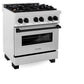 ZLINE Autograph Edition 30 in. 4.0 cu. ft. Legacy Dual Fuel Range with 4 Burner Gas Cooktop and Electric Convection Oven in Satin Stainless Steel and Matte Black Accents, Open Box-Good Condition