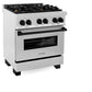 ZLINE Autograph Edition 30 in. 4.0 cu. ft. Legacy Dual Fuel Range with 4 Burner Gas Cooktop and Electric Convection Oven in Satin Stainless Steel and Matte Black Accents, Open Box-Great Condition