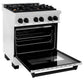 ZLINE Autograph Edition 30 in. 4.0 cu. ft. Legacy Dual Fuel Range with 4 Burner Gas Cooktop and Electric Convection Oven in Satin Stainless Steel and Matte Black Accents, Open Box-Great Condition