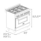 ZLINE Autograph Edition 36 in. 4.6 cu. ft. Legacy Dual Fuel Range with 6 Burner Gas Cooktop and Electric Convection Oven in Satin Stainless Steel and Polished Gold Accents, Open Box-Good Condition