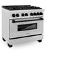 ZLINE Autograph Edition 36 in. 4.6 cu. ft. Legacy Dual Fuel Range with 6 Burner Gas Cooktop and Electric Convection Oven in Satin Stainless Steel and Matte Black Accents, Open Box-Good Condition