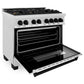 ZLINE Autograph Edition 36 in. 4.6 cu. ft. Legacy Dual Fuel Range with 6 Burner Gas Cooktop and Electric Convection Oven in Satin Stainless Steel and Matte Black Accents (RASZ-SN-36-MB)