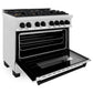 ZLINE Autograph Edition 36 in. 4.6 cu. ft. Legacy Dual Fuel Range with 6 Burner Gas Cooktop and Electric Convection Oven in Satin Stainless Steel and Matte Black Accents, Open Box-Good Condition