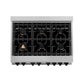 ZLINE Autograph Edition 36 in. 4.6 cu. ft. Legacy Dual Fuel Range with 6 Burner Gas Cooktop and Electric Convection Oven in Satin Stainless Steel and Matte Black Accents, Open Box-Great Condition