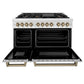 ZLINE Autograph Edition 48 in. 6.0 cu. ft. Legacy Dual Fuel Range with 7 Burner Gas Cooktop and 2 Electric Ovens in Satin Stainless Steel and Champagne Bronze Accents, Open Box-Great Condition