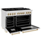 ZLINE Autograph Edition 48 in. 6.0 cu. ft. Legacy Dual Fuel Range with 7 Burner Gas Cooktop and 2 Electric Ovens in Satin Stainless Steel and Polished Gold Accents, Open Box-Good Condition