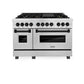 ZLINE Autograph Edition 48 in. 6.0 cu. ft. Legacy Dual Fuel Range with 7 Burner Gas Cooktop and 2 Electric Ovens in Satin Stainless Steel and Matte Black Accents (RASZ-SN-48-MB) front.