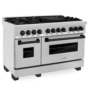 ZLINE Autograph Edition 48 in. 6.0 cu. ft. Legacy Dual Fuel Range with 7 Burner Gas Cooktop and 2 Electric Ovens in Satin Stainless Steel and Matte Black Accents, Open Box-Great Condition main image.