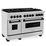 ZLINE Autograph Edition 48 in. 6.0 cu. ft. Legacy Dual Fuel Range with 7 Burner Gas Cooktop and 2 Electric Ovens in Satin Stainless Steel and Matte Black Accents, Open Box-Good Condition