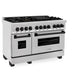 ZLINE Autograph Edition 48 in. 6.0 cu. ft. Legacy Dual Fuel Range with 7 Burner Gas Cooktop and 2 Electric Ovens in Satin Stainless Steel and Matte Black Accents (RASZ-SN-48-MB) side.
