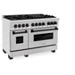 ZLINE Autograph Edition 48 in. 6.0 cu. ft. Legacy Dual Fuel Range with 7 Burner Gas Cooktop and 2 Electric Ovens in Satin Stainless Steel and Matte Black Accents, Open Box-Good Condition