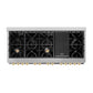 ZLINE Autograph Edition 60 in. 7.4 cu. ft. Legacy Dual Fuel Range with 9 Burner Gas Cooktop and 2 Electric Convection Ovens in Satin Stainless Steel and Polished Gold Accents, Open Box-Great Condition