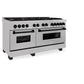 ZLINE Autograph Edition 60 in. 7.4 cu. ft. Legacy Dual Fuel Range with 9 Burner Gas Cooktop and 2 Electric Convection Ovens in Satin Stainless Steel and Matte Black Accents, Open Box-Great Condition