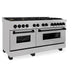 ZLINE Autograph Edition 60 in. 7.4 cu. ft. Legacy Dual Fuel Range with 9 Burner Gas Cooktop and 2 Electric Convection Ovens in Satin Stainless Steel and Matte Black Accents, Open Box-Good Condition