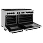 ZLINE Autograph Edition 60 in. 7.4 cu. ft. Legacy Dual Fuel Range with 9 Burner Gas Cooktop and 2 Electric Convection Ovens in Satin Stainless Steel and Matte Black Accents (RASZ-SN-60-MB)