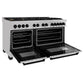 ZLINE Autograph Edition 60 in. 7.4 cu. ft. Legacy Dual Fuel Range with 9 Burner Gas Cooktop and 2 Electric Convection Ovens in Satin Stainless Steel and Matte Black Accents, Open Box-Great Condition
