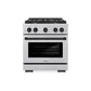 ZLINE Autograph Edition 30 in. 4.2 cu. ft. Paramount Dual Fuel Range with 4 Burner Gas Cooktop and Electric Convection Oven in Satin Stainless Steel with Matte Black Accents, Open Box-Great Condition