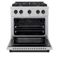 ZLINE Autograph Edition 30 in. 4.2 cu. ft. Paramount Dual Fuel Range with 4 Burner Gas Cooktop and Electric Convection Oven in Satin Stainless Steel with Matte Black Accents, Open Box-Great Condition