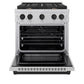 ZLINE Autograph Edition 30 in. 4.2 cu. ft. Paramount Dual Fuel Range with 4 Burner Gas Cooktop and Electric Convection Oven in Satin Stainless Steel with Matte Black Accents, Open Box-Good Condition