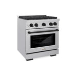ZLINE Autograph Edition 30 in. 4.2 cu. ft. Paramount Dual Fuel Range with 4 Burner Gas Cooktop and Electric Convection Oven in Satin Stainless Steel with Matte Black Accents (SDRSZ-30-MB)
