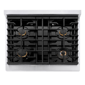 ZLINE Autograph Edition 30 in. 4.2 cu. ft. Paramount Dual Fuel Range with 4 Burner Gas Cooktop and Electric Convection Oven in Satin Stainless Steel with Matte Black Accents, Open Box-Great Condition