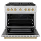 ZLINE Autograph Edition 36 in. 5.2 cu. ft. Paramount Dual Fuel Range with 6 Burner Gas Cooktop and Electric Convection Oven in Satin Stainless Steel with Champagne Bronze Accents, Open Box-Good Condition