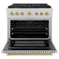 ZLINE Autograph Edition 36 in. 5.2 cu. ft. Paramount Dual Fuel Range with 6 Burner Gas Cooktop and Electric Convection Oven in Satin Stainless Steel with Polished Gold Accents, Open Box-Good Condition