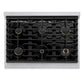 ZLINE Autograph Edition 36 in. 5.2 cu. ft. Paramount Dual Fuel Range with 6 Burner Gas Cooktop and Electric Convection Oven in Satin Stainless Steel with Polished Gold Accents, Open Box-Good Condition