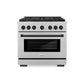 ZLINE Autograph Edition 36 in. 5.2 cu. ft. Paramount Dual Fuel Range with 6 Burner Gas Cooktop and Electric Convection Oven in Satin Stainless Steel with Matte Black Accents, Open Box-Great Condition