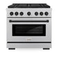 ZLINE Autograph Edition 36 in. 5.2 cu. ft. Paramount Dual Fuel Range with 6 Burner Gas Cooktop and Electric Convection Oven in Satin Stainless Steel with Matte Black Accents, Open Box-Great Condition