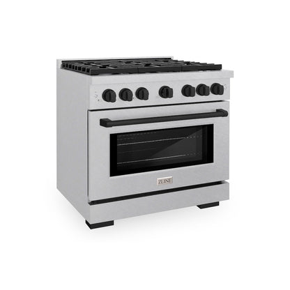 ZLINE Autograph Edition 36 in. 5.2 cu. ft. Paramount Dual Fuel Range with 6 Burner Gas Cooktop and Electric Convection Oven in Satin Stainless Steel with Matte Black Accents, Open Box-Great Condition