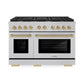 ZLINE Autograph Edition 48 in. 6.7 cu. ft. Paramount Double Oven Dual Fuel Range with 8 Burner Gas Cooktop in Satin Stainless Steel and Champagne Bronze Accents, Open Box-Good Condition