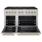 ZLINE Autograph Edition 48 in. 6.7 cu. ft. Paramount Double Oven Dual Fuel Range with 8 Burner Gas Cooktop in Satin Stainless Steel and Champagne Bronze Accents, Open Box-Great Condition
