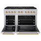 ZLINE Autograph Edition 48 in. 6.7 cu. ft. Paramount Double Oven Dual Fuel Range with 8 Burner Gas Cooktop in Satin Stainless Steel and Champagne Bronze Accents, Open Box-Good Condition