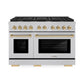 ZLINE Autograph Edition 48 in. 6.7 cu. ft. Paramount Double Oven Dual Fuel Range with 8 Burner Gas Cooktop in Satin Stainless Steel and Polished Gold Accents, Open Box-Good Condition