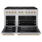 ZLINE Autograph Edition 48 in. 6.7 cu. ft. Paramount Double Oven Dual Fuel Range with 8 Burner Gas Cooktop in Satin Stainless Steel and Polished Gold Accents, Open Box-Great Condition