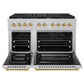 ZLINE Autograph Edition 48 in. 6.7 cu. ft. Paramount Double Oven Dual Fuel Range with 8 Burner Gas Cooktop in Satin Stainless Steel and Polished Gold Accents, Open Box-Good Condition