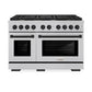 ZLINE Autograph Edition 48 in. 6.7 cu. ft. Paramount Double Oven Dual Fuel Range with 8 Burner Gas Cooktop in Satin Stainless Steel and Matte Black Accents, Open Box-Great Condition